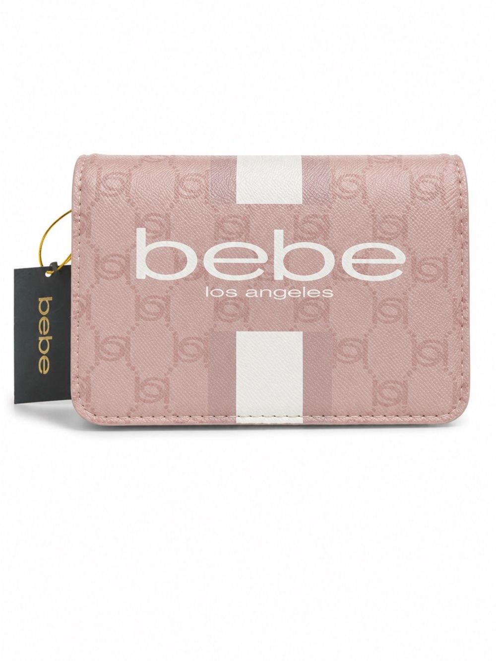 NWT Bebe Paisley Flap Crossbody Bag Lt Taupe Blush Monogram Gold Chain MSRP $89